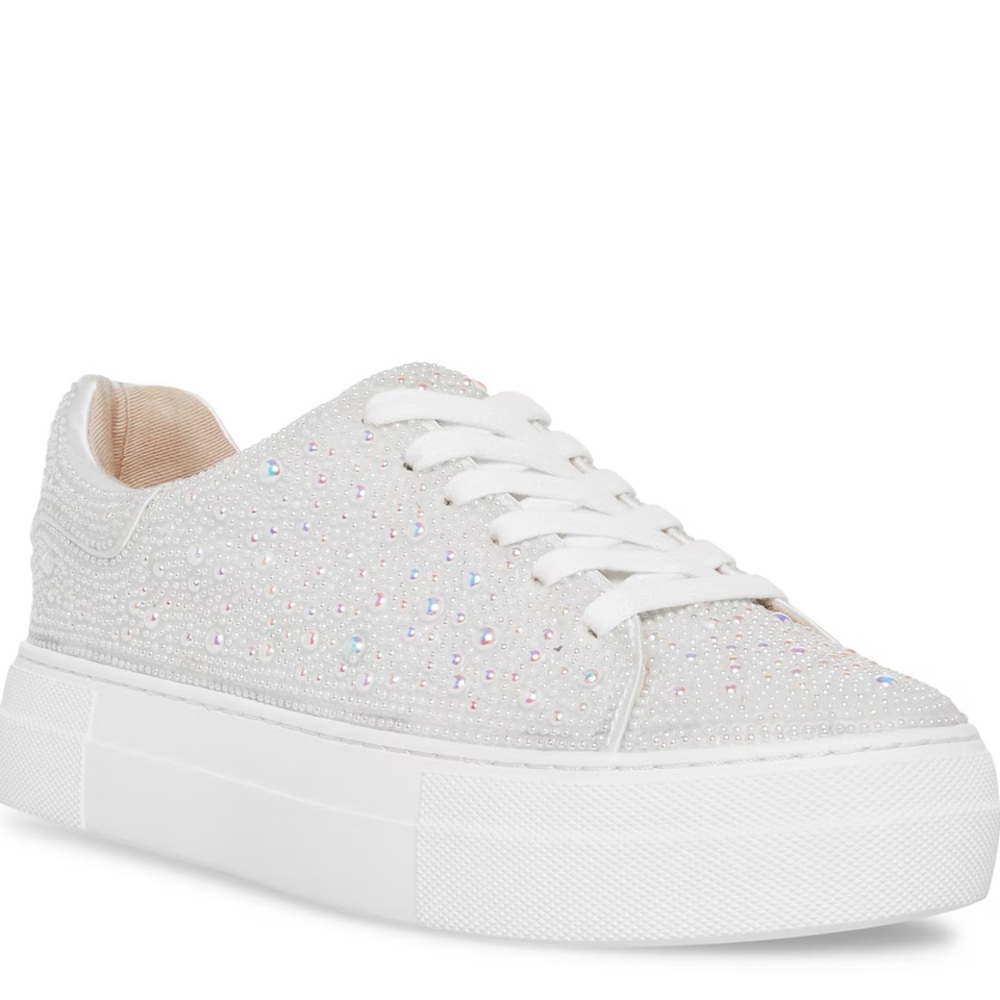 Betsey Johnson Sidny Ivory - pearl sneakers, womens 8 (wide)